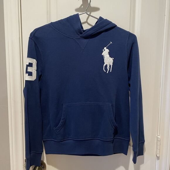 Polo Ralph Lauren Boys Hooded Sweatshirt Blue Size Medium 10/12 - Picture 1 of 4